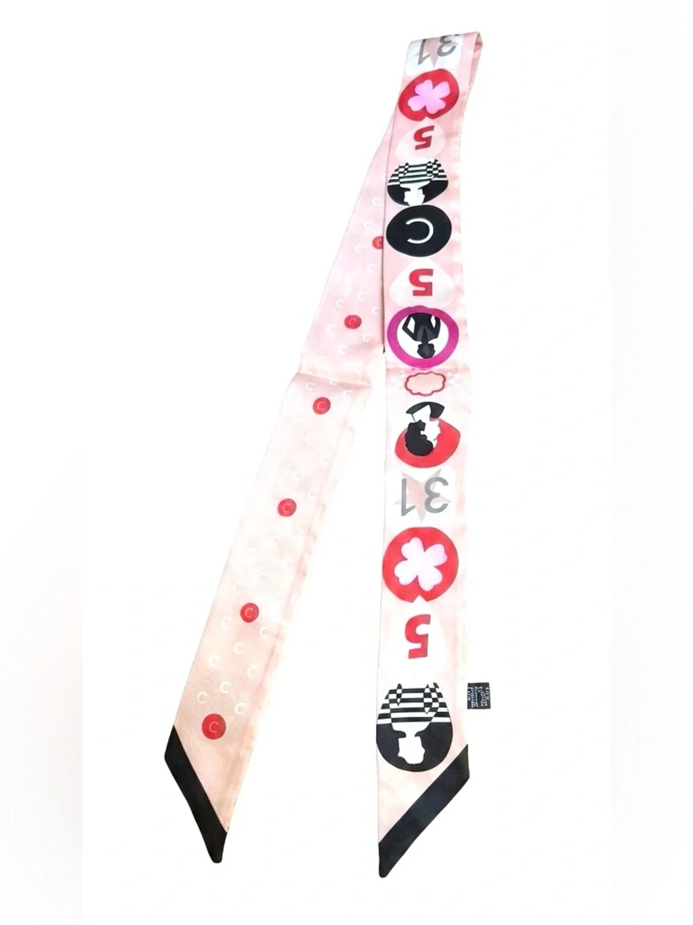 Retro Pink Graphic Skinny Scarf | Twilly Hair Scarf | Y2K Headband Neck Scarf